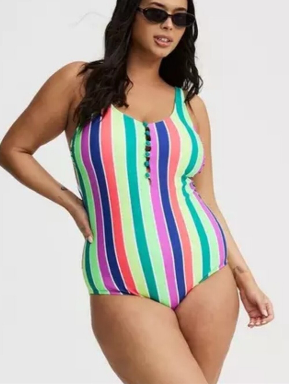 NWOT Torrid Multi-Color Vertical Stripe One-Piece Swimsuit